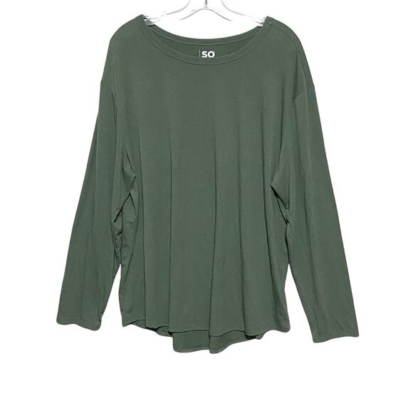 SO Sonoma Green Long Sleeve Shirt Top Plus 2X Stretch Casual Comfort Boho Flowy - Picture 1 of 6
